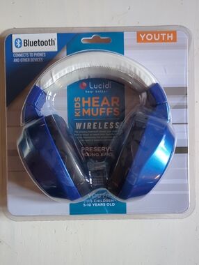 New Lucid Kids Blue Wireless Hear Muffs Headphones